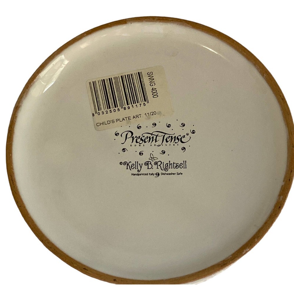 Present Tense Hand Painted in Italy Ceramic Child’s Plate Bowl & Cup Set NEW - Picture 6 of 11